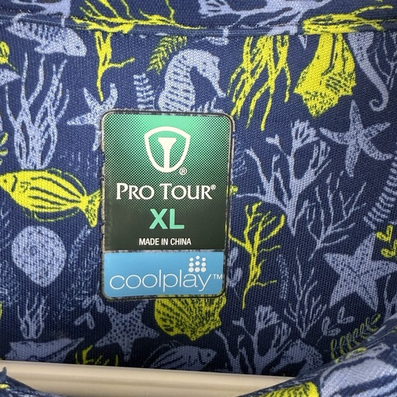 Pro Tour Polo Shirt Mens XL COOLPLAY Golf Performance‎ Short Sleeve Tropical - Picture 4 of 5